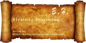 Birkholz Hieronima névjegykártya